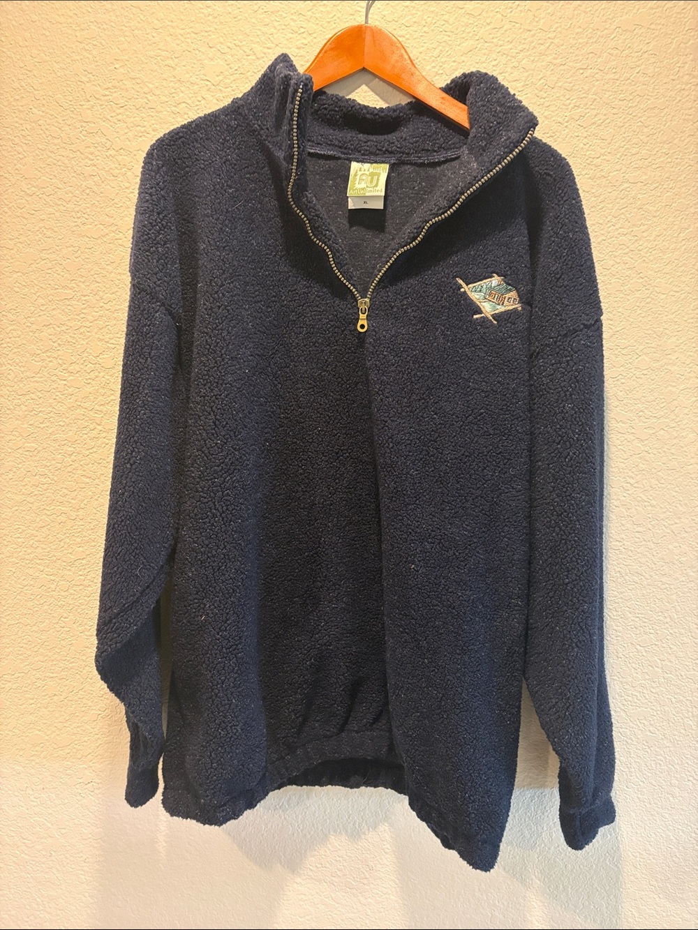 Art Unlimited Women’s Navy Sherpa Quarter-Zip Pullover Sweater